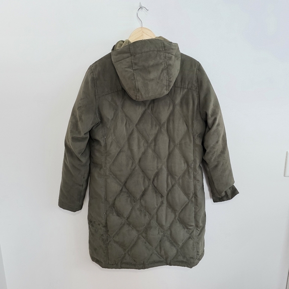 L.L Bean Quilted Down Coat Size Small Petite Green - Picture 5 of 10